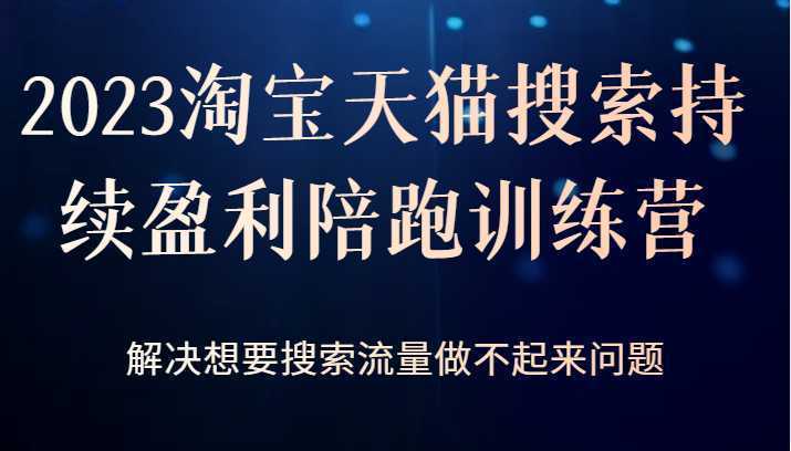 2023淘宝天猫搜索持续盈利陪跑训练营，解决想要搜索流量做不起来问题