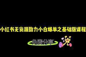 小红书无货源店铺从0-1基础版课程，助力小白弯道超车快速爆单！